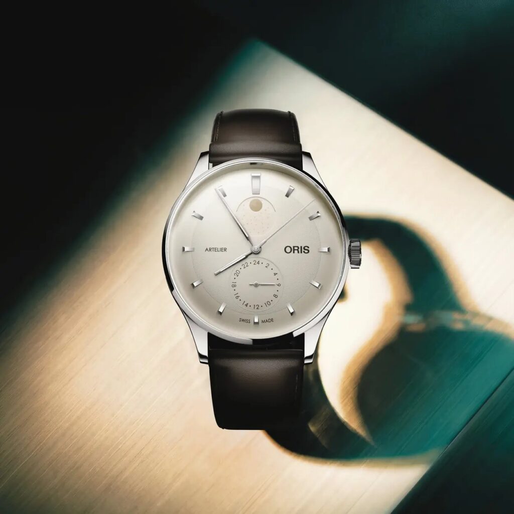 Elegancki zegarek garniturowy Oris Artelier Complication na skórzanym pasku