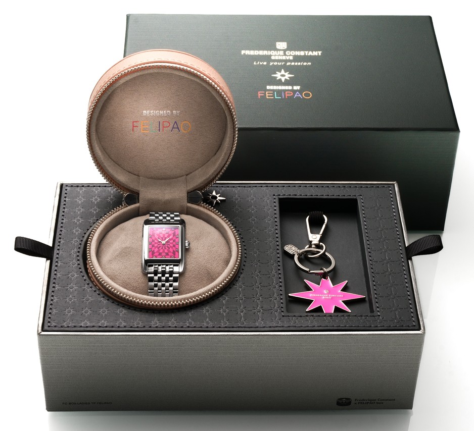 Skórzane etui podróżne i różowy brelok z gwiazdą w zestawie Frederique Constant