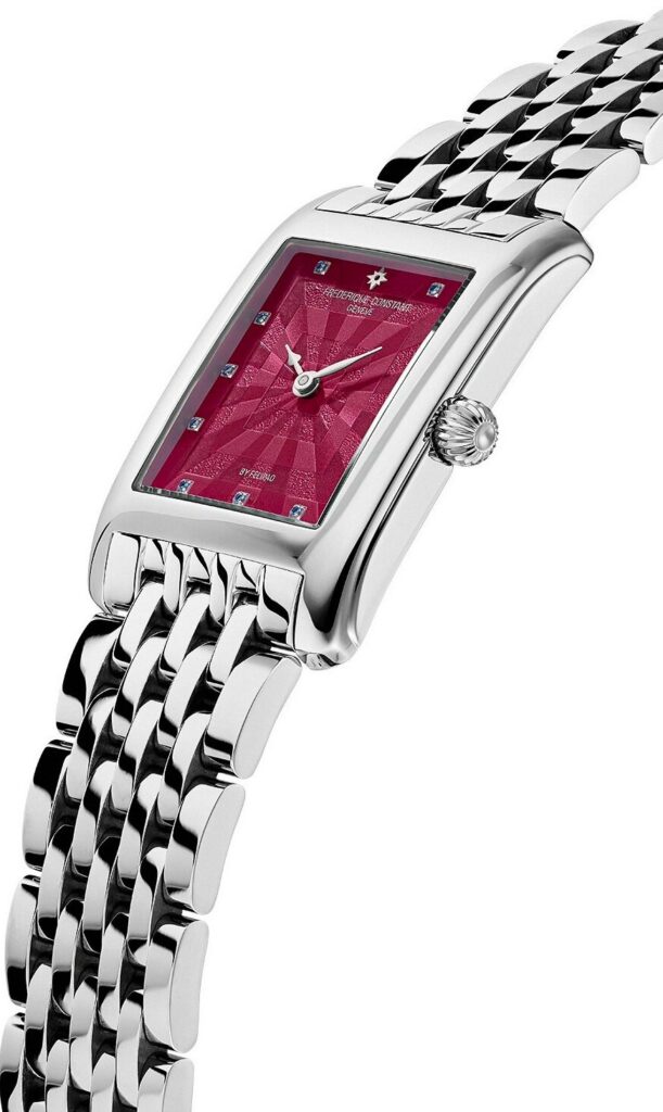 Siedmiorzędowa stalowa bransoleta przy damskim zegarku Frederique Constant