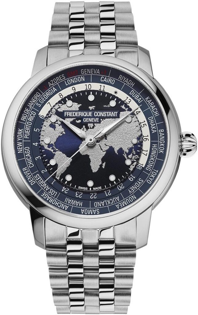Stalowa bransoleta i niebieska tarcza w nowym modelu Classics Worldtimer